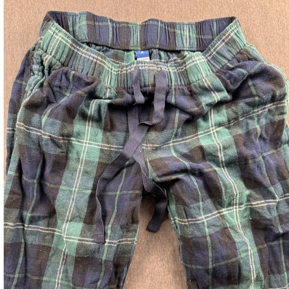 Old Navy Mens Green Blue Plaid Flannel Pajama Pants Lounge Sleepwear Size M